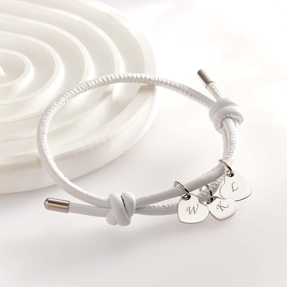 Bracciale In Pelle Inciso Con Pendenti A Cuore Squisito Braccialetto Regolabile Come Regalo Per Gli Amanti - soufeelit