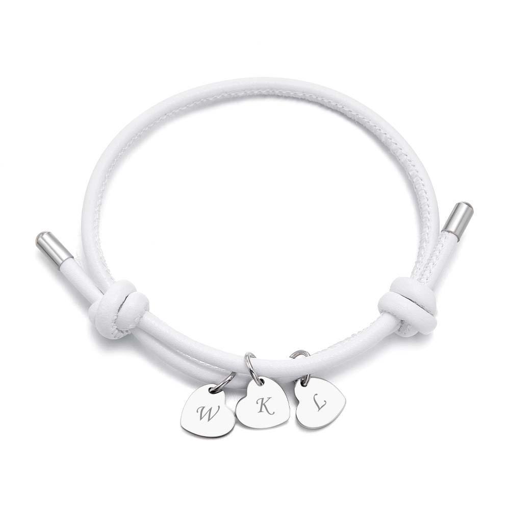 Bracciale In Pelle Inciso Con Pendenti A Cuore Squisito Braccialetto Regolabile Come Regalo Per Gli Amanti - soufeelit