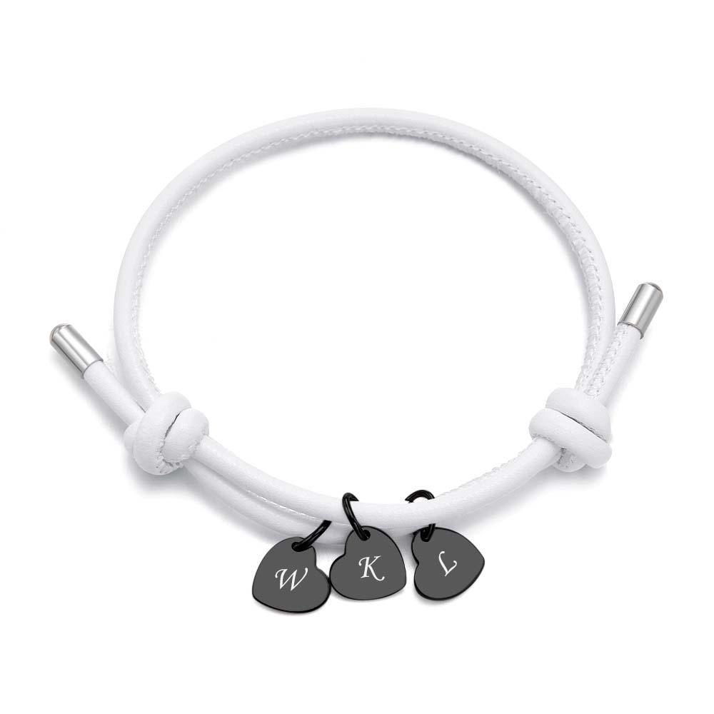 Bracciale In Pelle Inciso Con Pendenti A Cuore Squisito Braccialetto Regolabile Come Regalo Per Gli Amanti - soufeelit