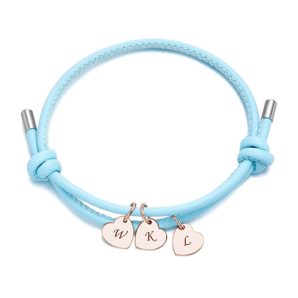 Bracciale In Pelle Inciso Con Pendenti A Cuore Squisito Braccialetto Regolabile Come Regalo Per Gli Amanti - soufeelit