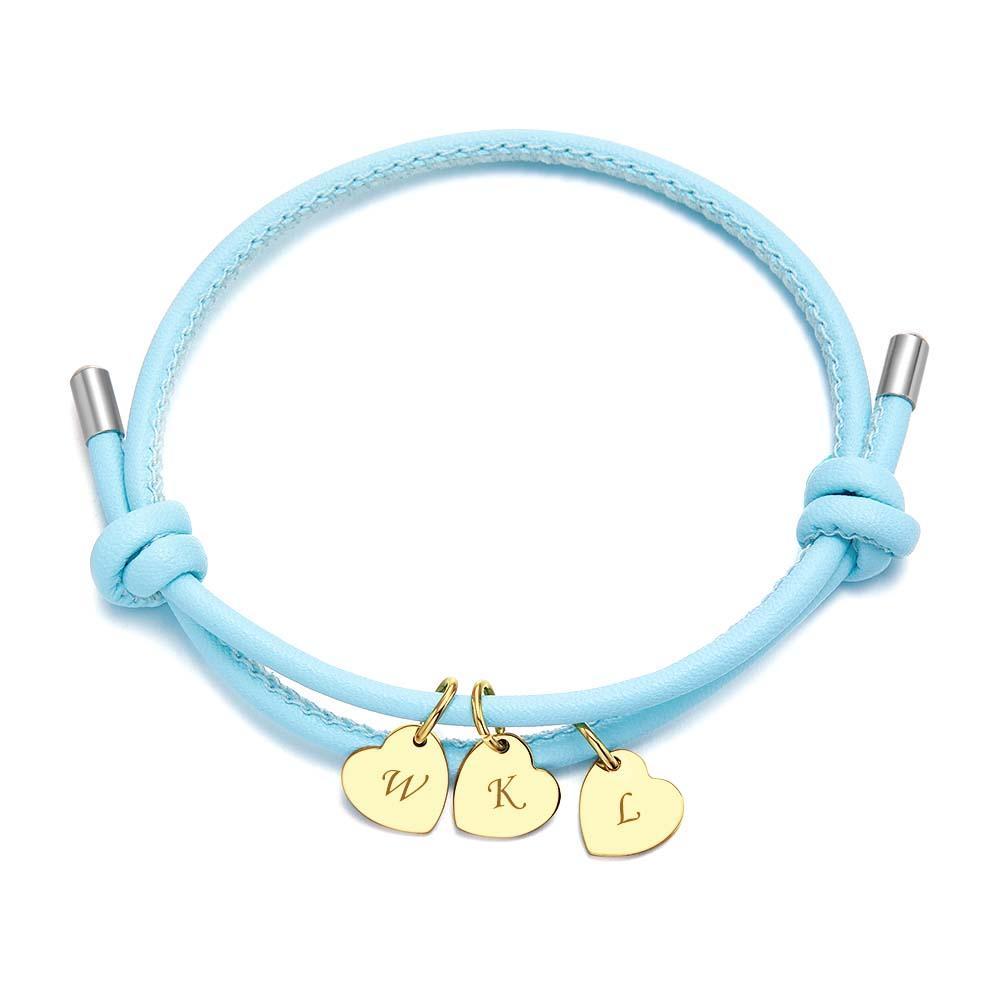 Bracciale In Pelle Inciso Con Pendenti A Cuore Squisito Braccialetto Regolabile Come Regalo Per Gli Amanti - soufeelit