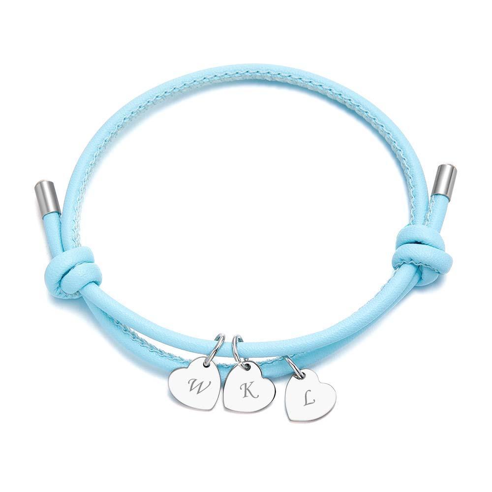 Bracciale In Pelle Inciso Con Pendenti A Cuore Squisito Braccialetto Regolabile Come Regalo Per Gli Amanti - soufeelit