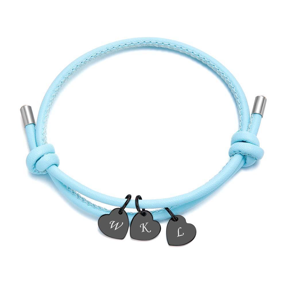 Bracciale In Pelle Inciso Con Pendenti A Cuore Squisito Braccialetto Regolabile Come Regalo Per Gli Amanti - soufeelit