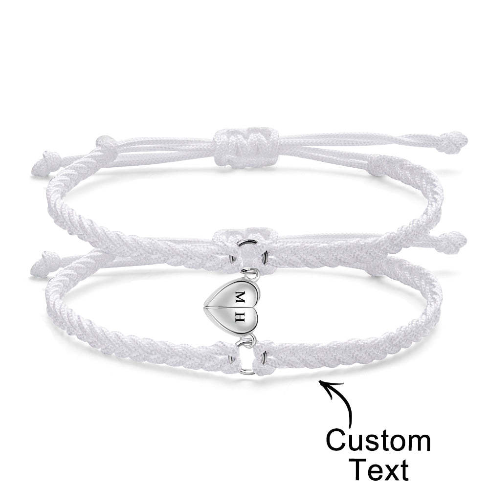 Regalo Per Coppia Magnetica Con Braccialetto Con Lettera Personalizzata E Cuore Intrecciato - soufeelit