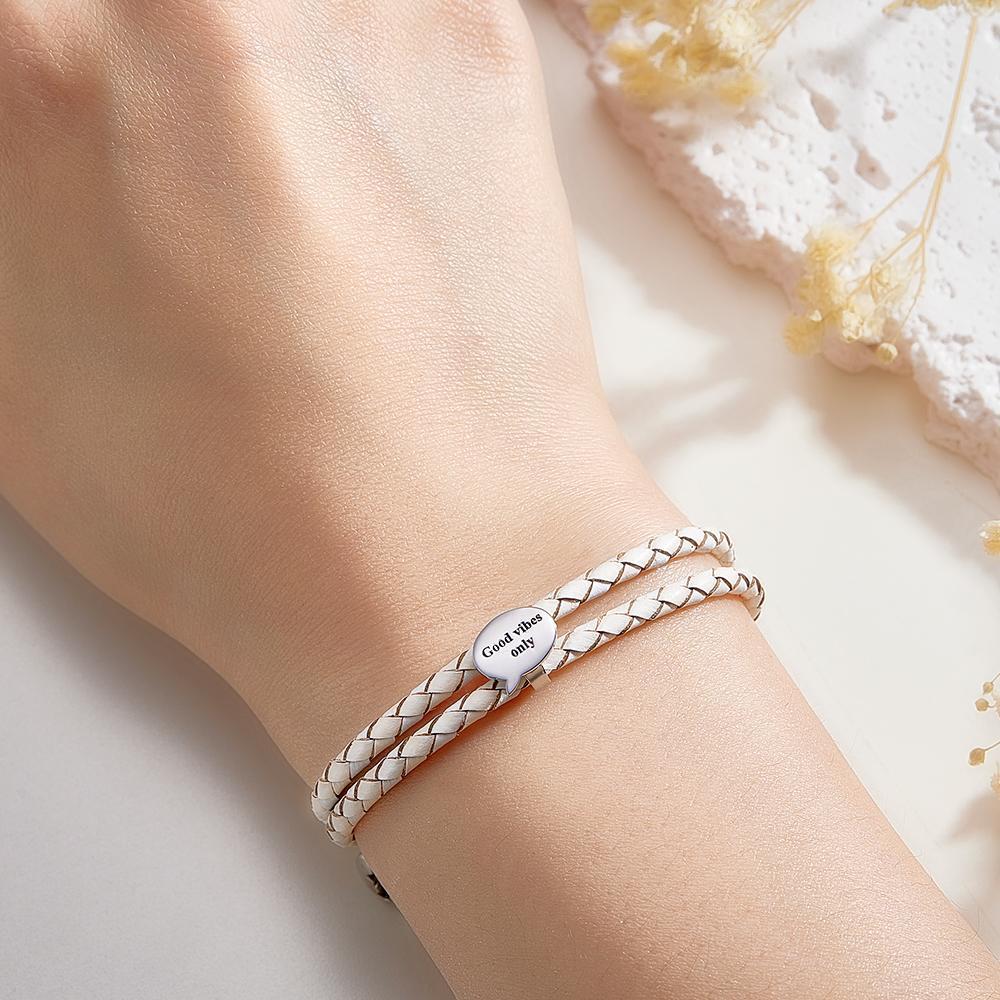 Bracciale In Pelle Incisibile Accessori Per Fumetti Personalizzati Regali Di Gioielli Per Lei - soufeelit