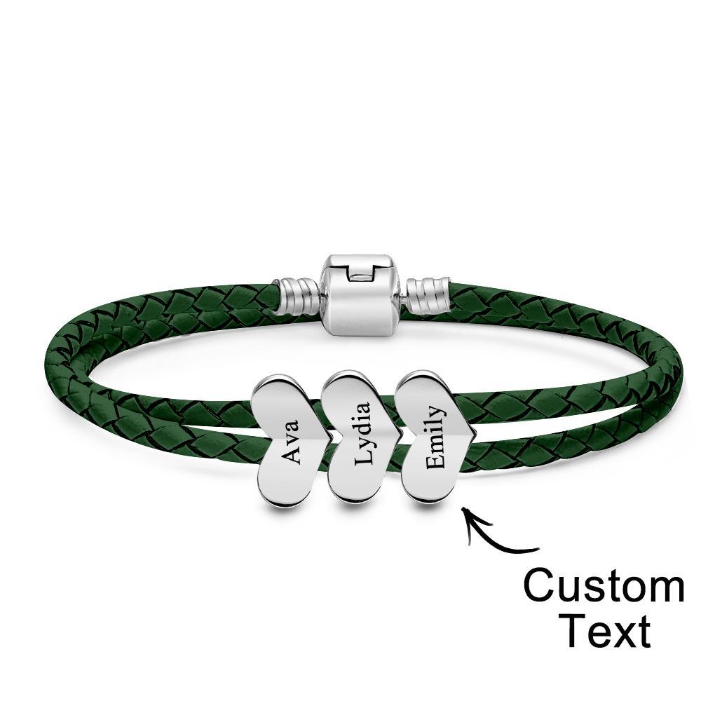 Bracciale In Pelle Con Incisione Numero Personalizzato Di Accessori A Forma Di Cuore Opzionali, Regali Di Gioielli Per Lei - soufeelit