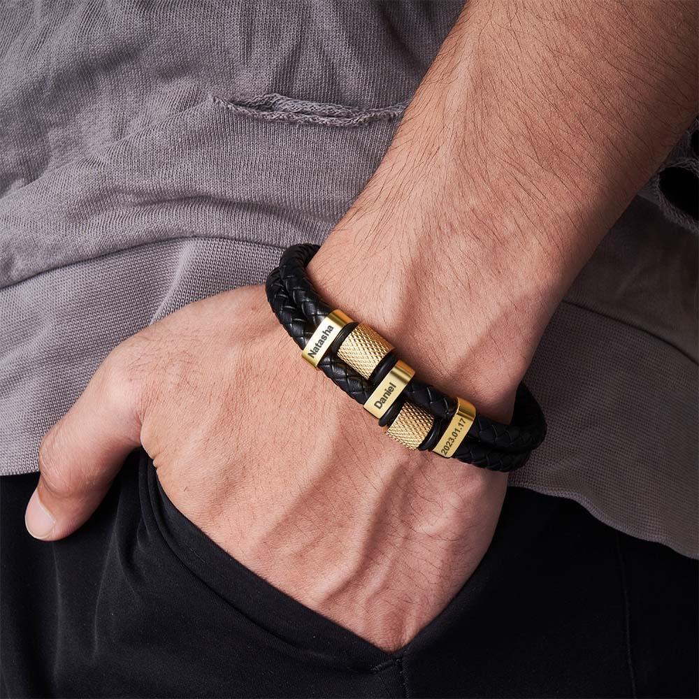 Bracciale In Pelle Multistrato Da Uomo Con Croce In Acciaio Inossidabile Pelle Intrecciata In Acciaio Inossidabile Ottimo Regalo Per Lui - soufeelit