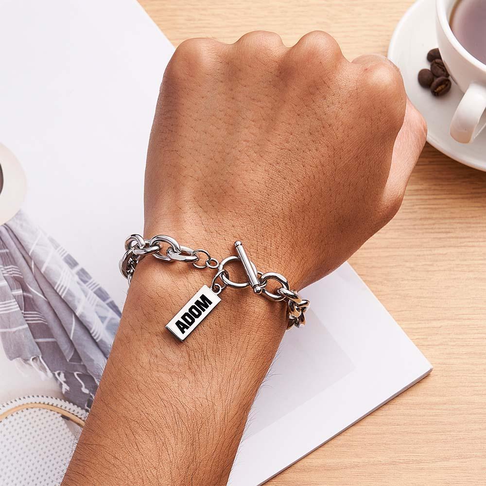 Bracciale Da Uomo Con Catena Portacavi Personalizzata Testo Inciso Regalo Per La Festa Del Papà Bracciale In Acciaio Inossidabile Regalo Per Un Amico - soufeelit