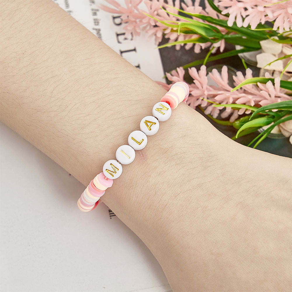Bracciale Con Perline Personalizzato Con Nome Personalizzato, Regalo Per Gli Amici - soufeelit