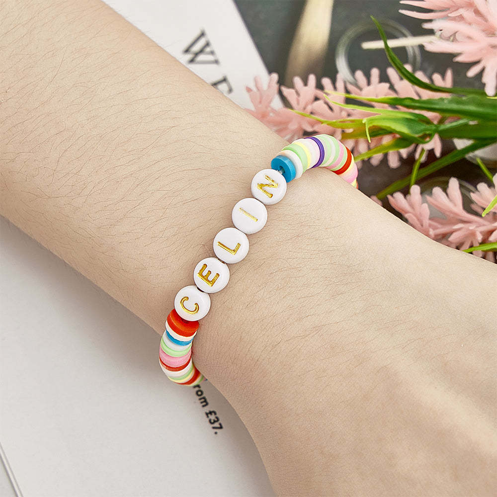Bracciale Con Perline Personalizzato Con Nome Personalizzato, Regalo Per Gli Amici - soufeelit