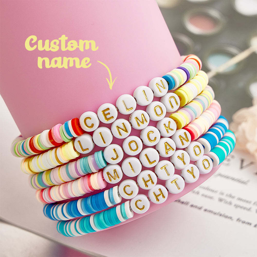 Bracciale Con Perline Personalizzato Con Nome Personalizzato, Regalo Per Gli Amici - soufeelit