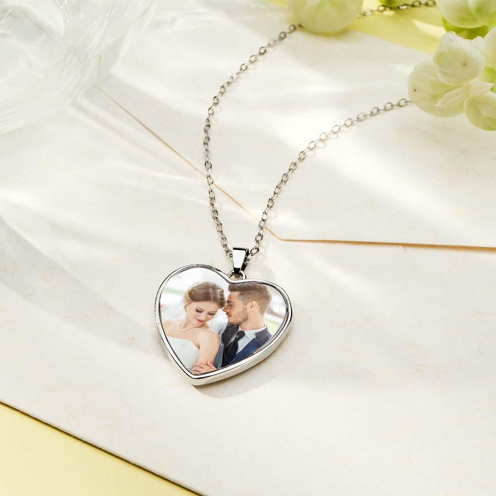 Collana Con Foto Personalizzata Incisa A Forma Di Cuore, Regali Commemorativi Per Gli Uomini - soufeelit