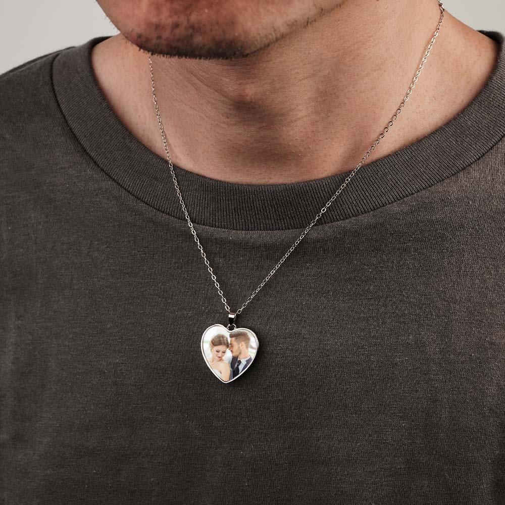 Collana Con Foto Personalizzata Incisa A Forma Di Cuore, Regali Commemorativi Per Gli Uomini - soufeelit