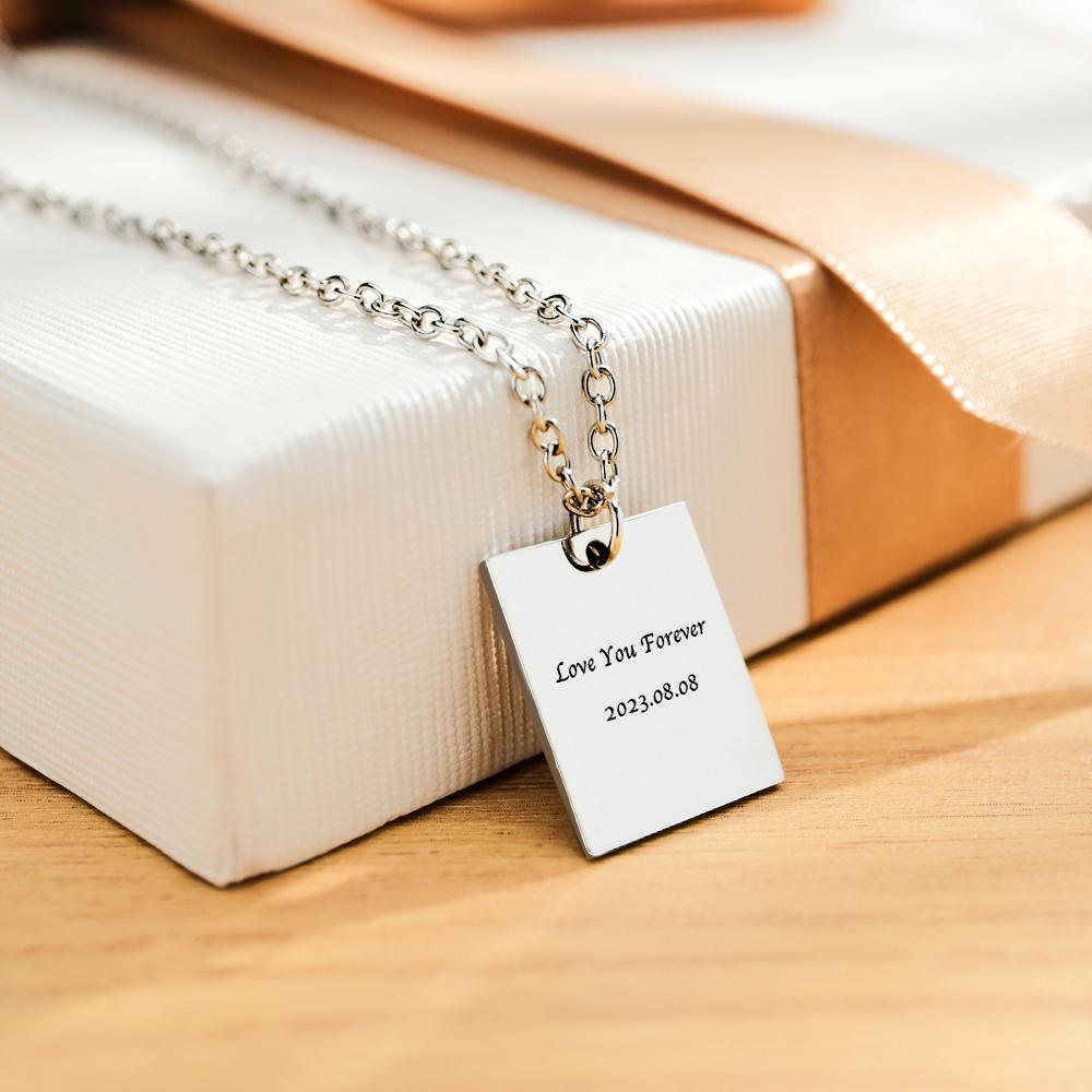 Collana Con Foto Personalizzata Incisa A Forma Di Rettangolo Per Commemorare I Regali Per Le Donne - soufeelit