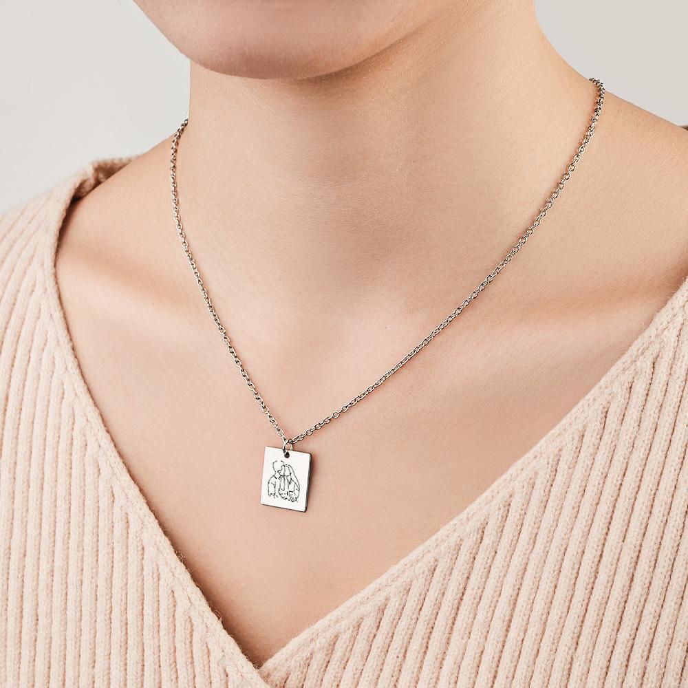 Collana Con Foto Personalizzata Incisa A Forma Di Rettangolo Per Commemorare I Regali Per Le Donne - soufeelit