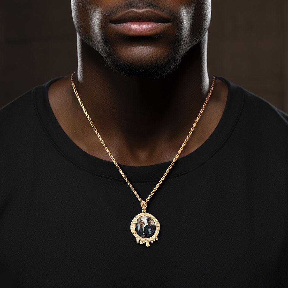 Collana Hip Hop Personalizzata Con Foto A Forma Di Goccia D'acqua Esagera Regali Di Gioielli Con Ciondolo Per Uomo - soufeelit