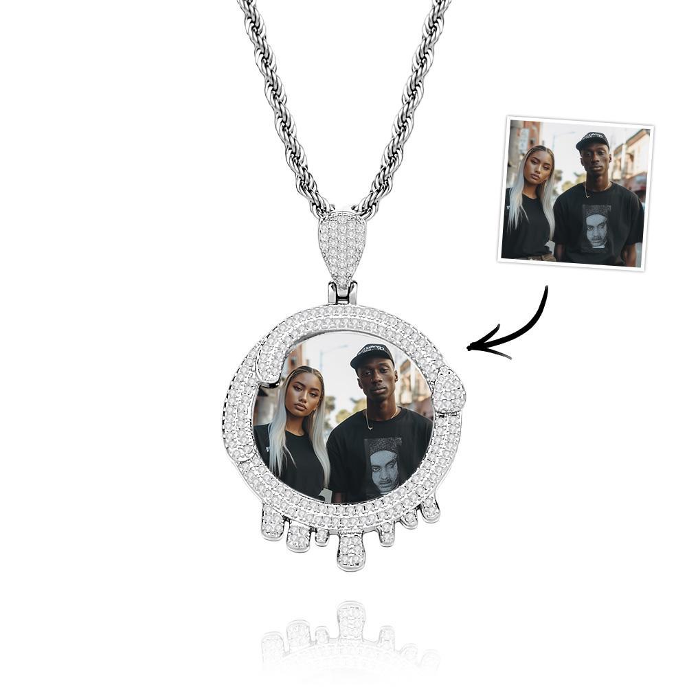 Collana Hip Hop Personalizzata Con Foto A Forma Di Goccia D'acqua Esagera Regali Di Gioielli Con Ciondolo Per Uomo - soufeelit