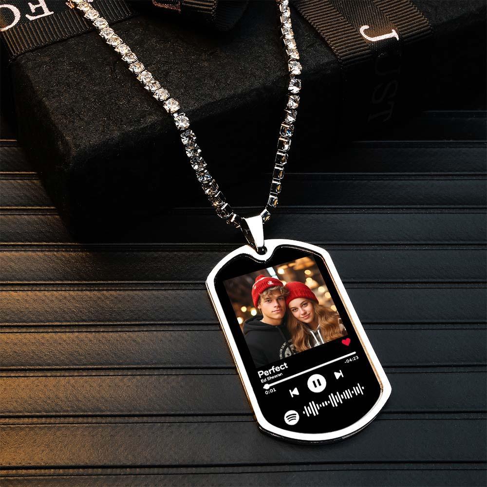 Collana Con Codice Spotify Personalizzato Scansionabile, Catena Da Tennis, Regali Commemorativi Per Lui - soufeelit