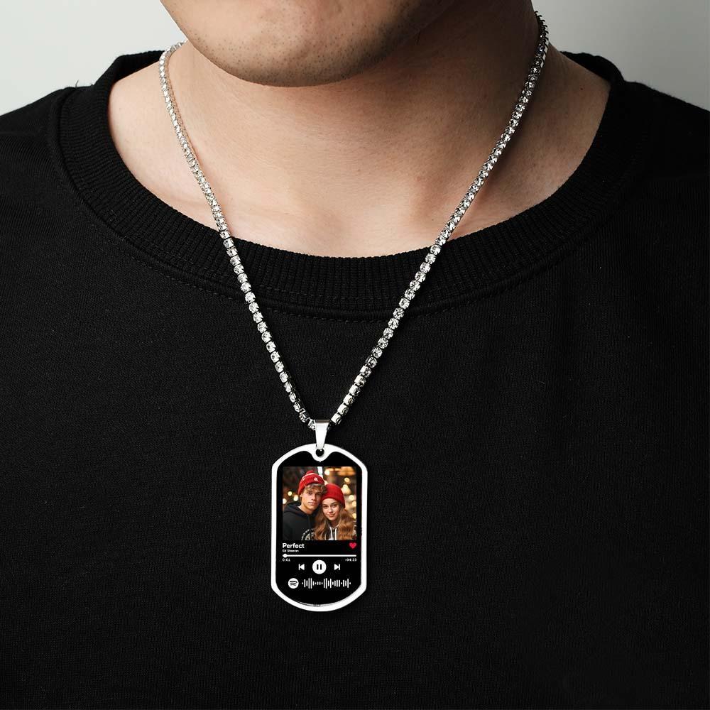 Collana Con Codice Spotify Personalizzato Scansionabile, Catena Da Tennis, Regali Commemorativi Per Lui - soufeelit