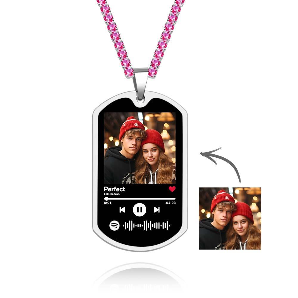 Collana Con Codice Spotify Personalizzato Scansionabile, Catena Da Tennis, Regali Commemorativi Per Lui - soufeelit