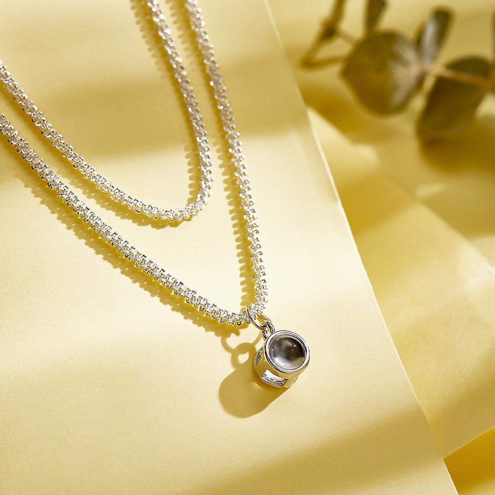 Collana Con Proiezione Personalizzata Catena Di Cavolfiore A Doppio Strato Bellissimo Regalo - soufeelit