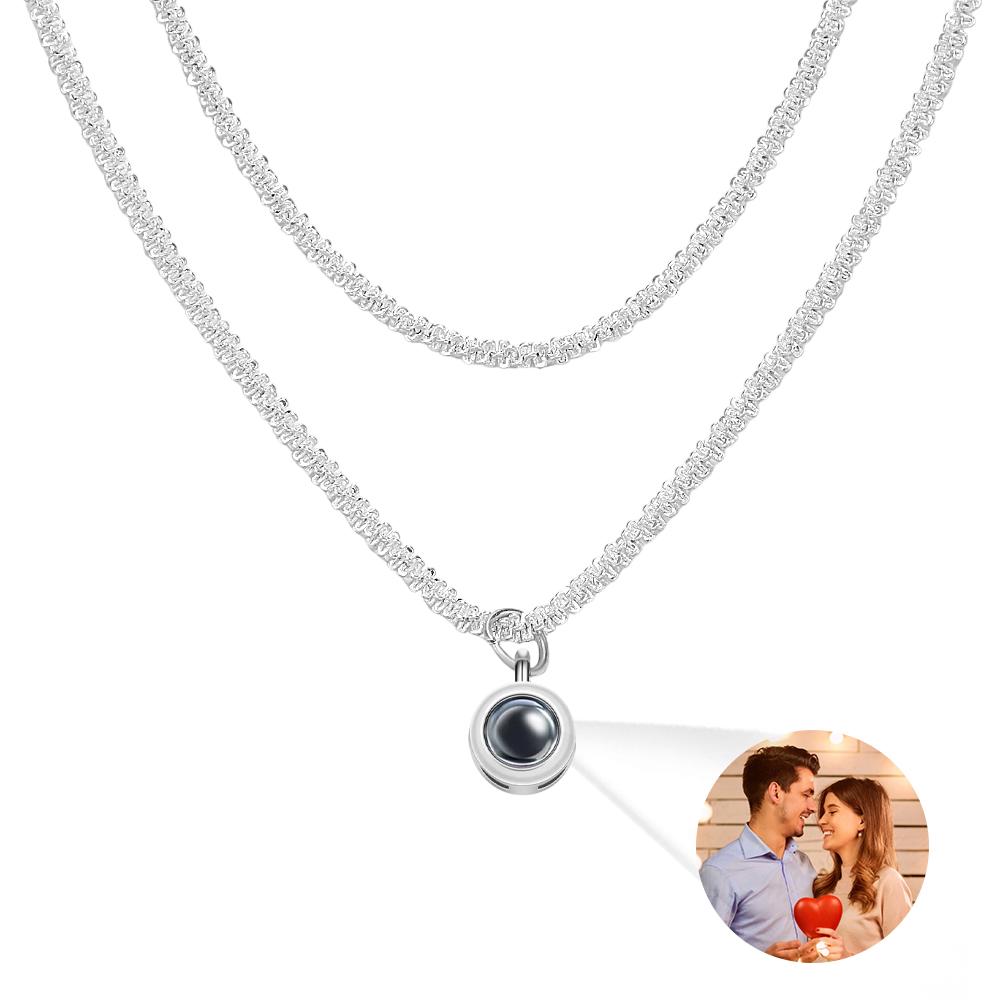 Collana Con Proiezione Personalizzata Catena Di Cavolfiore A Doppio Strato Bellissimo Regalo - soufeelit
