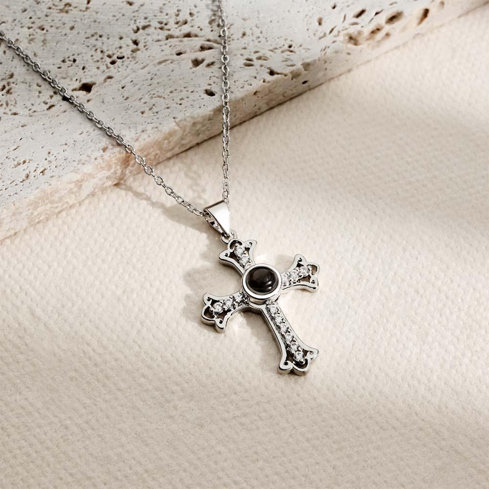 Collana Di Proiezione Personalizzata Regalo Di Moda Con Croce Di Diamanti - soufeelit