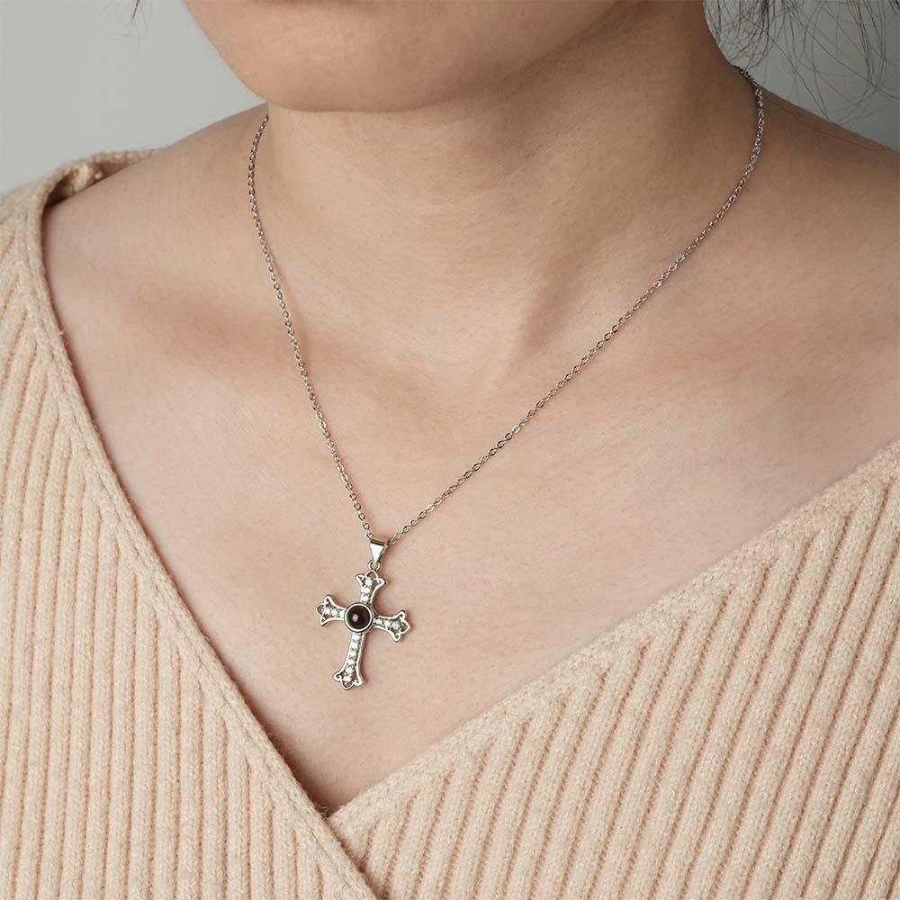 Collana Di Proiezione Personalizzata Regalo Di Moda Con Croce Di Diamanti - soufeelit