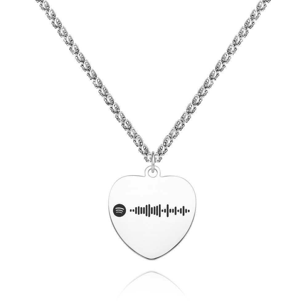 Collana Con Codice Spotify Personalizzato, Collana Con Catena Da Tennis, Collana Con Incisione, Regali Per Coppie - soufeelit