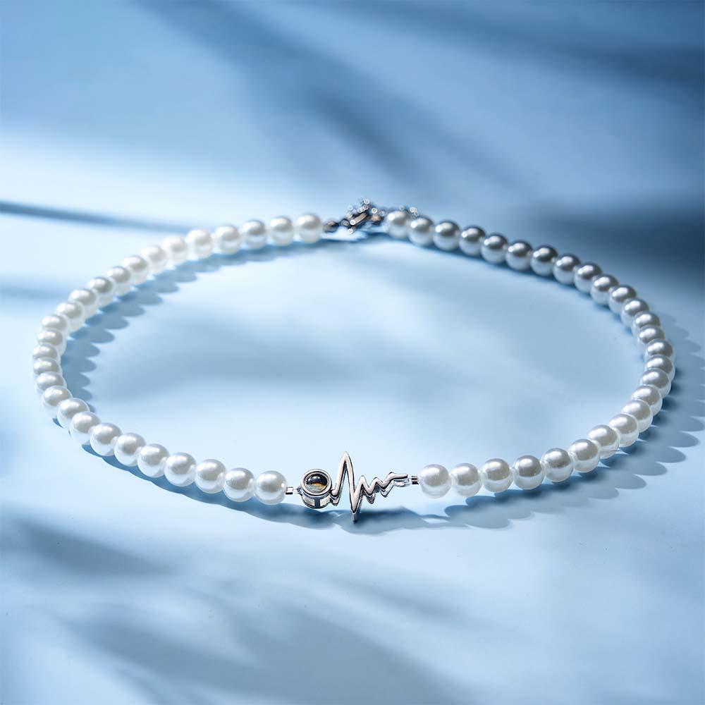 Collana Con Proiezione Personalizzata, Regalo Con Catena Di Perle Stile Battito Cardiaco Per Lei - soufeelit