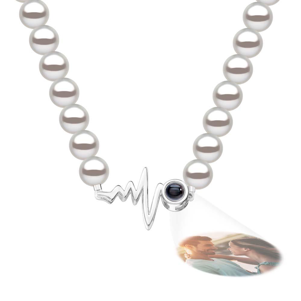 Collana Con Proiezione Personalizzata, Regalo Con Catena Di Perle Stile Battito Cardiaco Per Lei - soufeelit