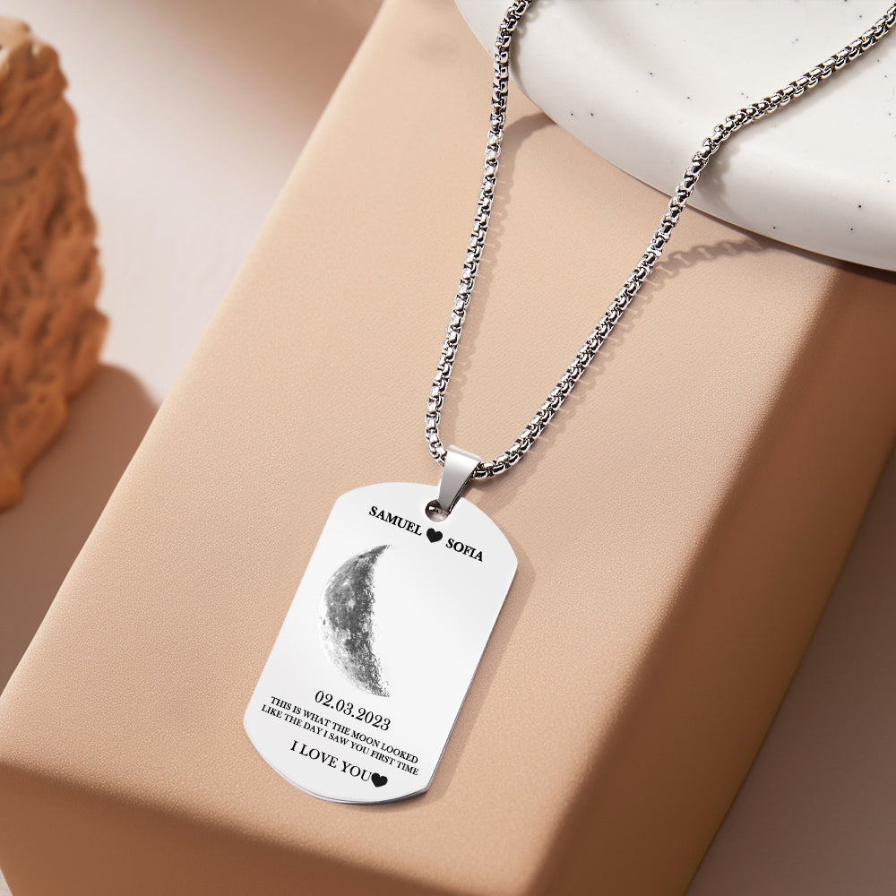Collana Personalizzata Con Fasi Lunari Elegante Ciondolo Con Foto Personalizzato, Regalo Di San Valentino - soufeelit
