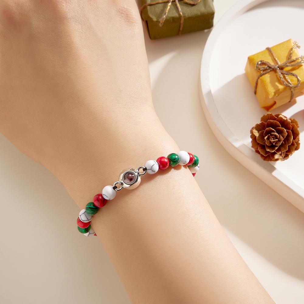 Regalo Di Natale Per Coppia Di Perline Con Braccialetto Di Proiezione Personalizzato - soufeelit