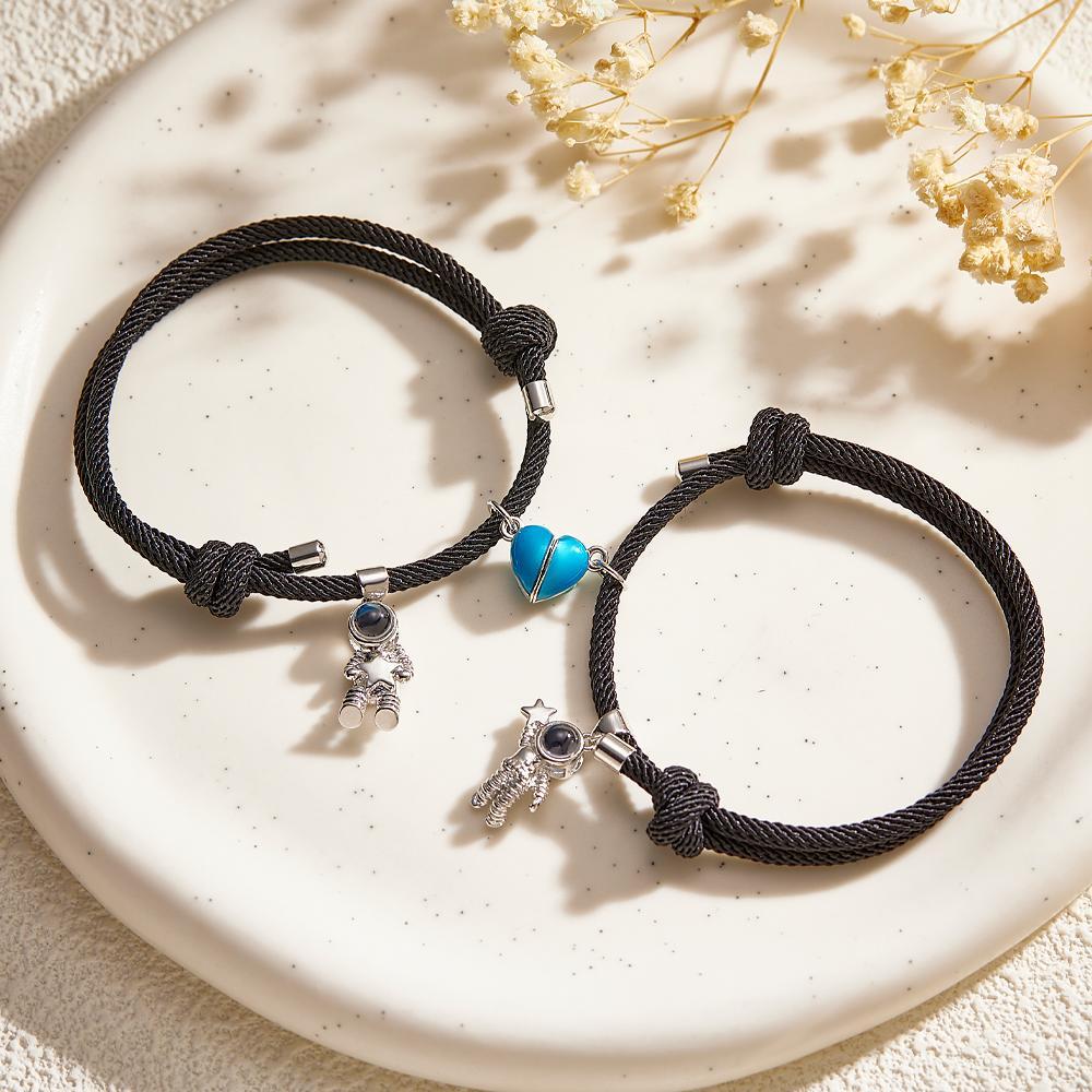 Braccialetti Coordinati Per Proiezione Fotografica Personalizzata Per Coppie, A Forma Di Cuore Magnetico Che Si Illumina Al Buio - soufeelit