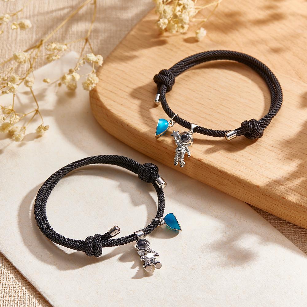 Braccialetti Coordinati Per Proiezione Fotografica Personalizzata Per Coppie, A Forma Di Cuore Magnetico Che Si Illumina Al Buio - soufeelit