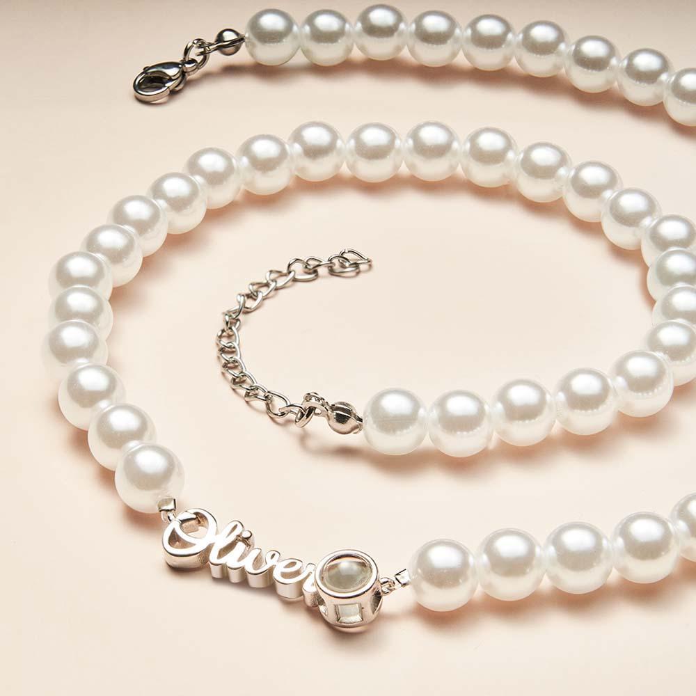 Collana Con Nome Personalizzato Proiezione Catena Di Perle Regalo Di San Valentino - soufeelit
