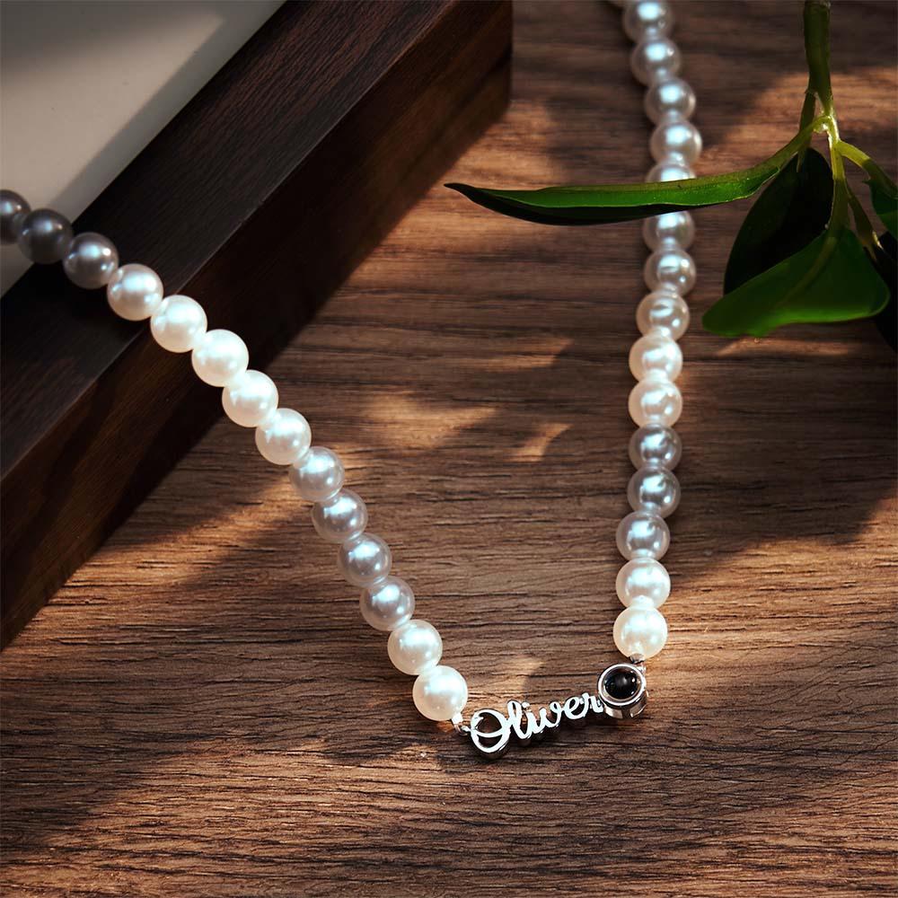 Collana Con Nome Personalizzato Proiezione Catena Di Perle Regalo Di San Valentino - soufeelit