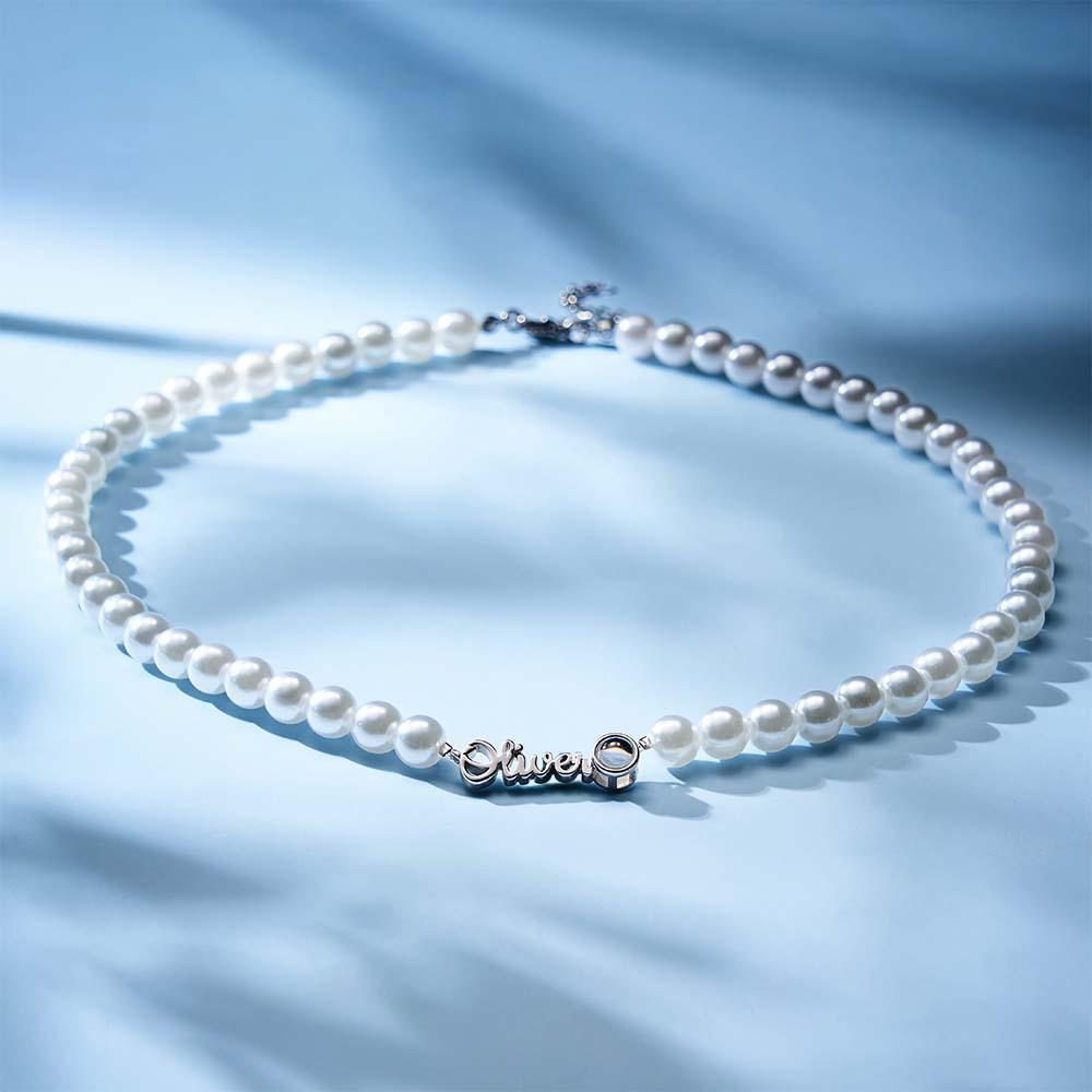Collana Con Nome Personalizzato Proiezione Catena Di Perle Regalo Di San Valentino - soufeelit