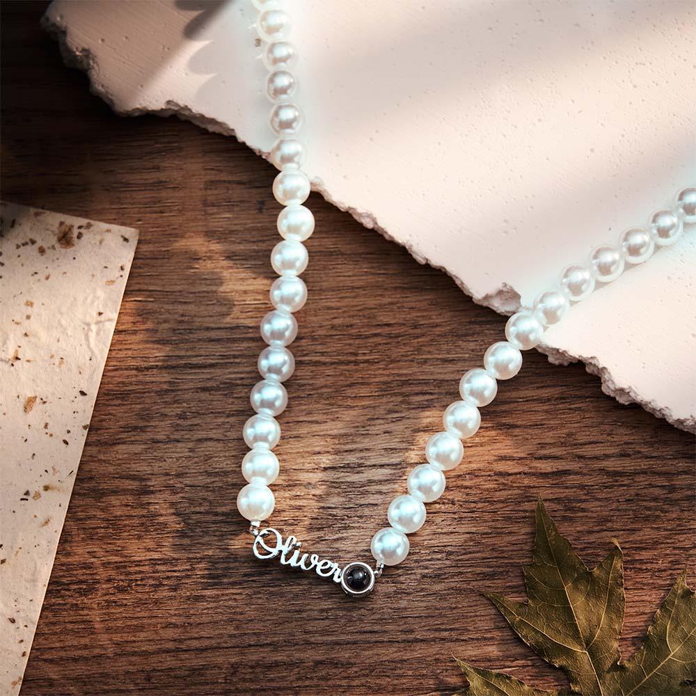 Collana Con Nome Personalizzato Proiezione Catena Di Perle Regalo Di San Valentino - soufeelit