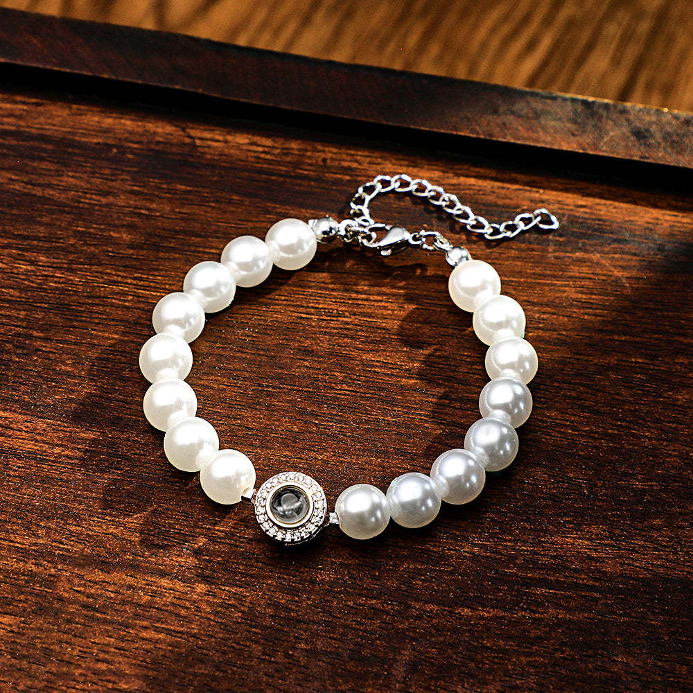 Regalo Di Coppia Con Catena Di Perle Braccialetto Con Perline Di Diamanti Con Proiezione Personalizzata - soufeelit