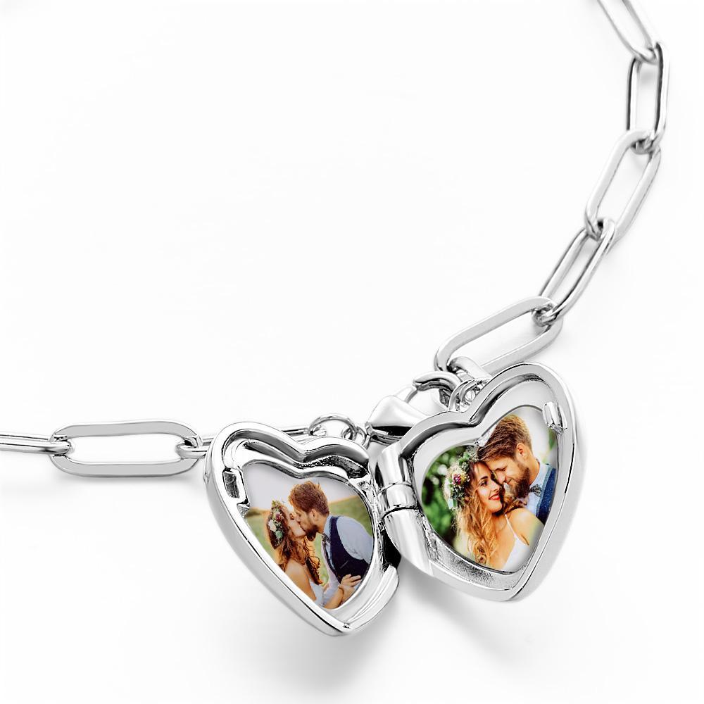 Bracciale Con Medaglione A Cuore, Medaglione Con Foto, Braccialetto A Cuore Piccolo Personalizzato, Regalo Di Compleanno Per Ragazze - soufeelit