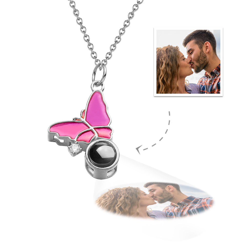 Collana Con Proiezione Di Farfalle Immagine Personalizzata All'interno Del Ciondolo Gioielli Ricordo Regalo Per Migliore Amico Alla Moda - soufeelit