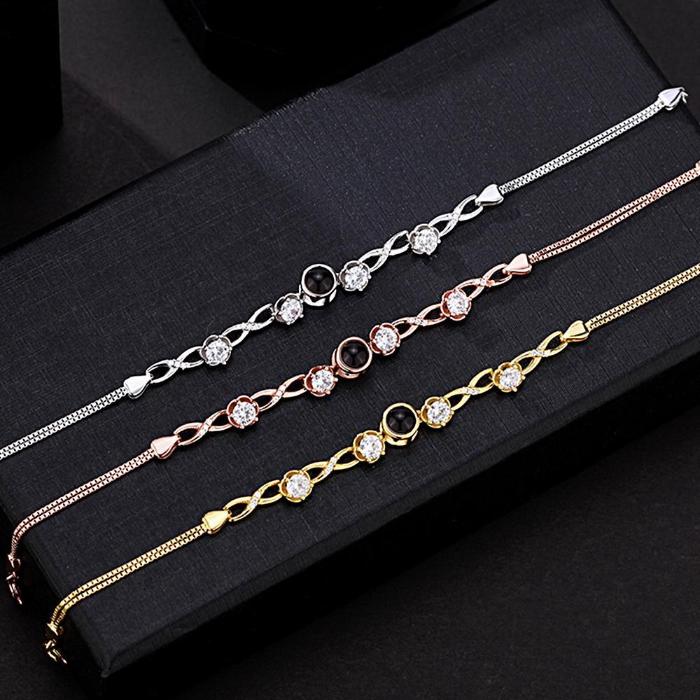 Bracciale Personalizzato Per Proiezione Di Foto Con Diamanti Bellissimo Regalo - soufeelit