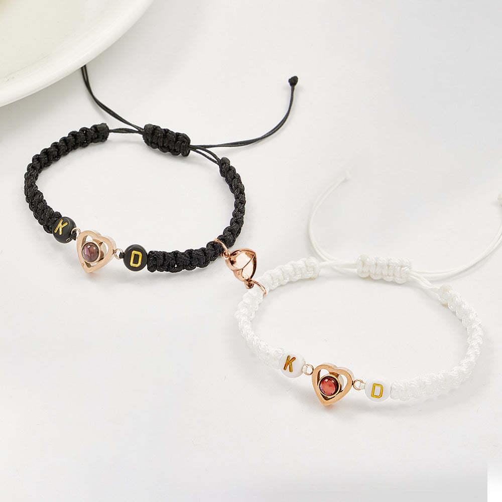 Bracciale Magnetico Per Proiezione Fotografica Intrecciata Personalizzato, Braccialetto Per Coppia, Corda A Coda Di Pesce, Regali Per L'amante - soufeelit