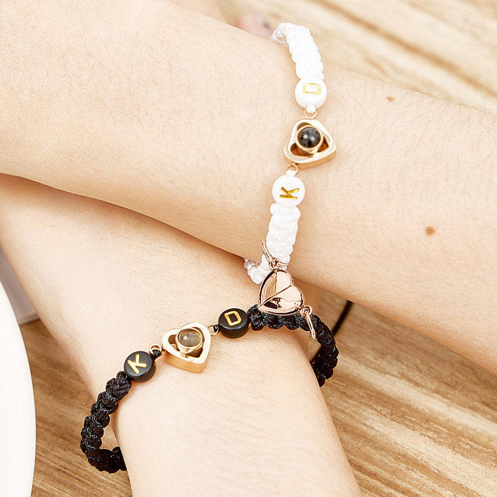 Bracciale Magnetico Per Proiezione Fotografica Intrecciata Personalizzato, Braccialetto Per Coppia, Corda A Coda Di Pesce, Regali Per L'amante - soufeelit