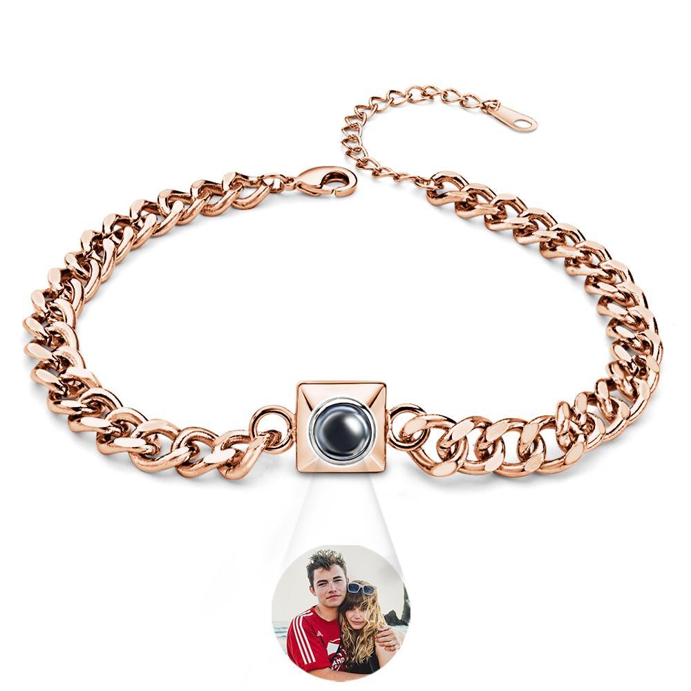 Regalo Semplice Con Braccialetto Con Proiezione Personalizzato E Catena Quadrata - soufeelit