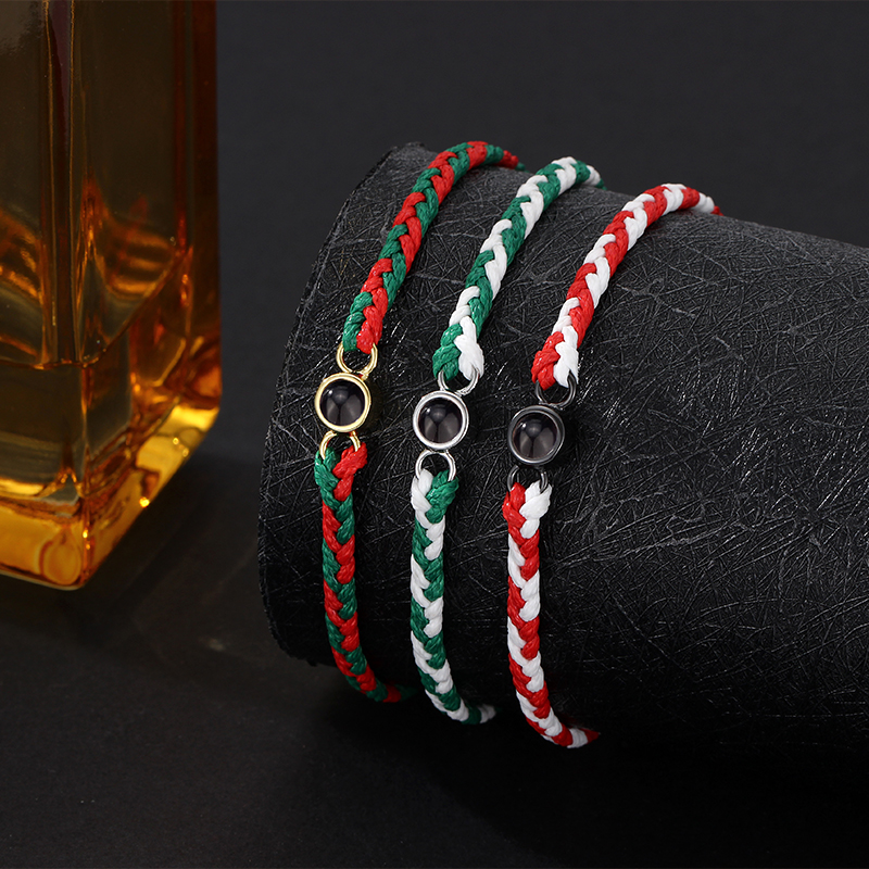 Bracciale Personalizzato Per Proiezione Di Immagini Con Cordone Intrecciato Colorato. Regalo Di Natale Unico Per La Famiglia - soufeelit