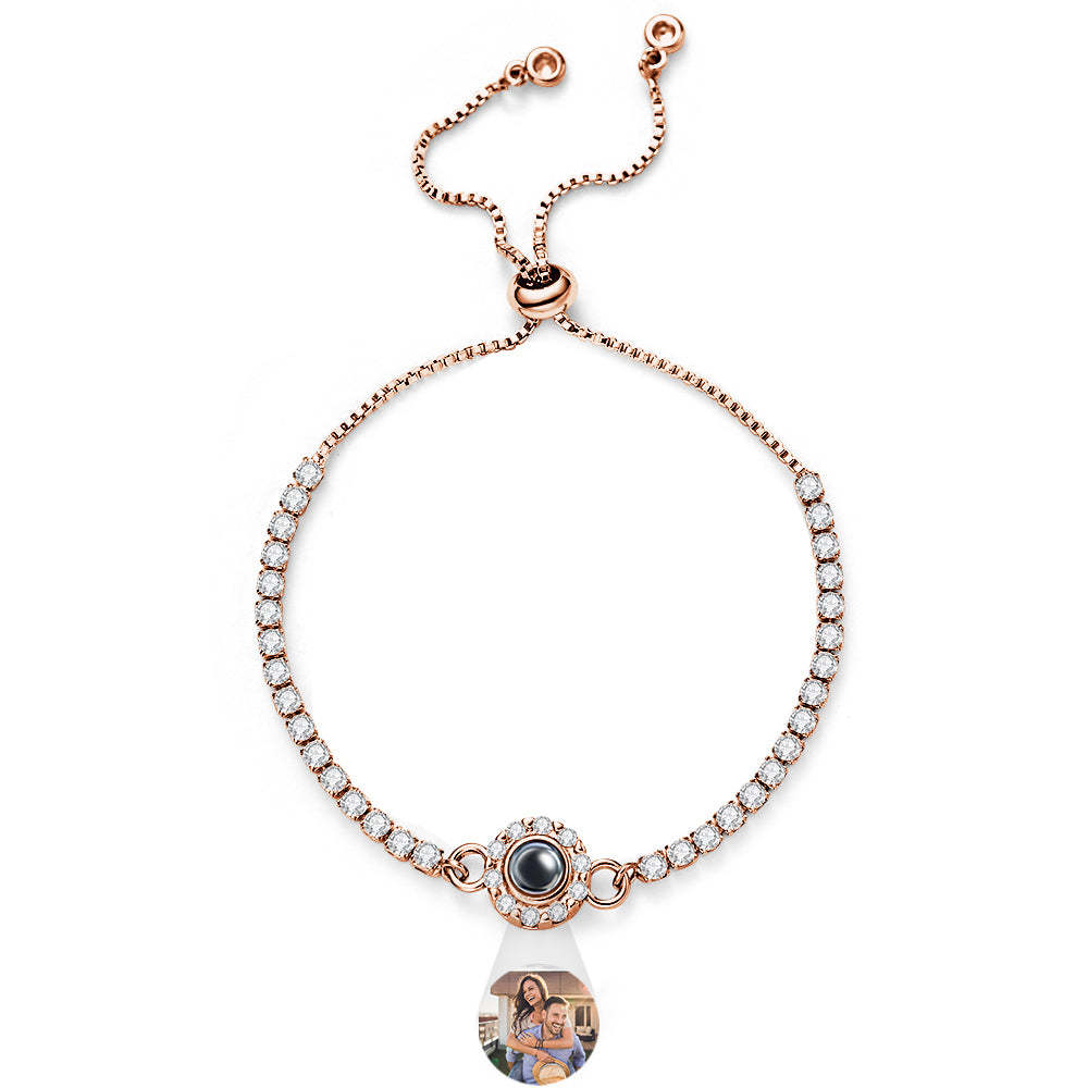 Regalo personalizzato con catena di diamanti per braccialetto con proiezione di foto per lei