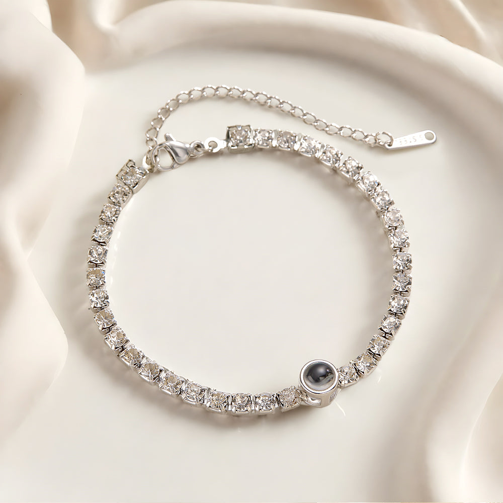 Bracciale Tennis Con Proiezione Personalizzata Regalo Semplice Da Donna Con Diamanti - soufeelit