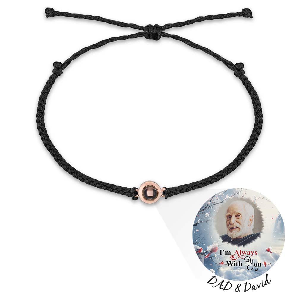 Bracciale Personalizzato Per Proiezione Fotografica Bracciale Intrecciato In Corda Nera Circolare, Regalo Commemorativo Per La Festa Del Papà